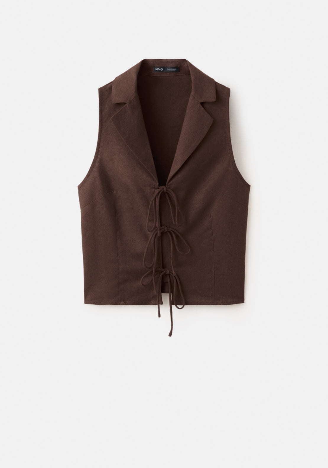 Top With Lapels And Ties - Brown