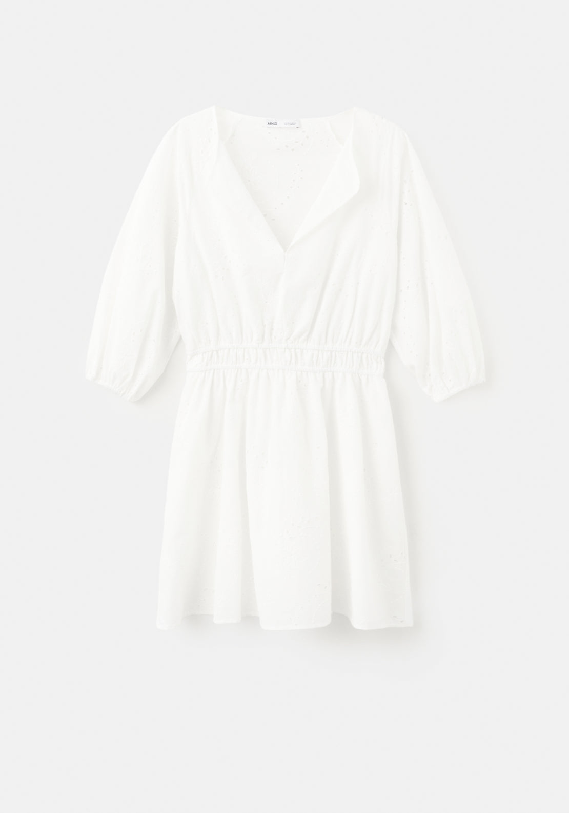 Embroidered Short Dress - White