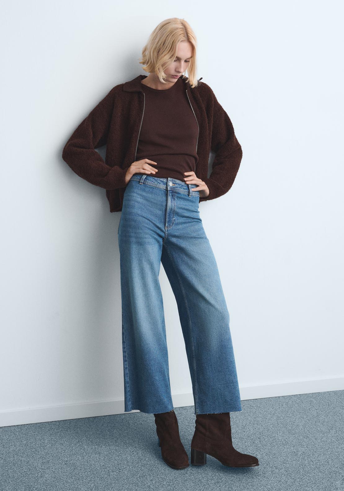 Mango Catherin High Rise Culotte Jeans - Open Blue 4 Shaws Department Stores
