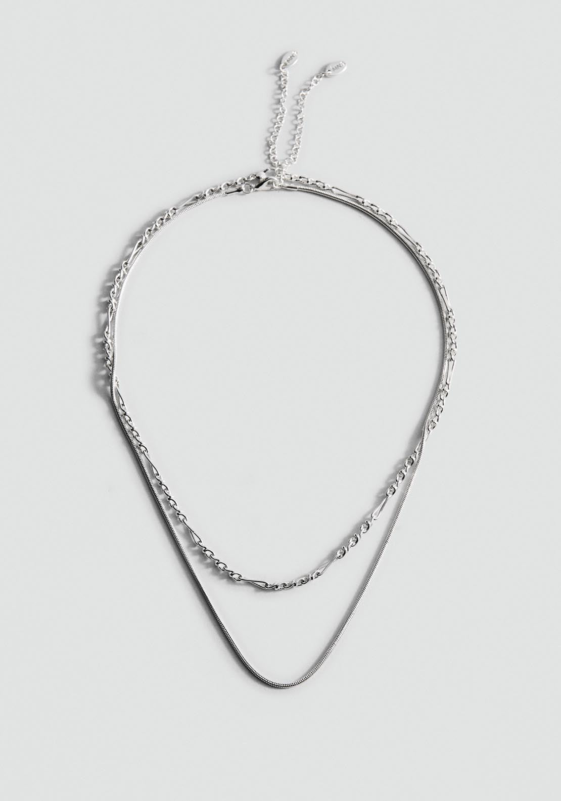 Mixed Double Necklace - Silver