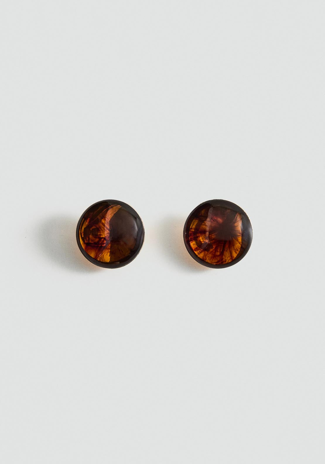 Round Resin Earrings - Brown
