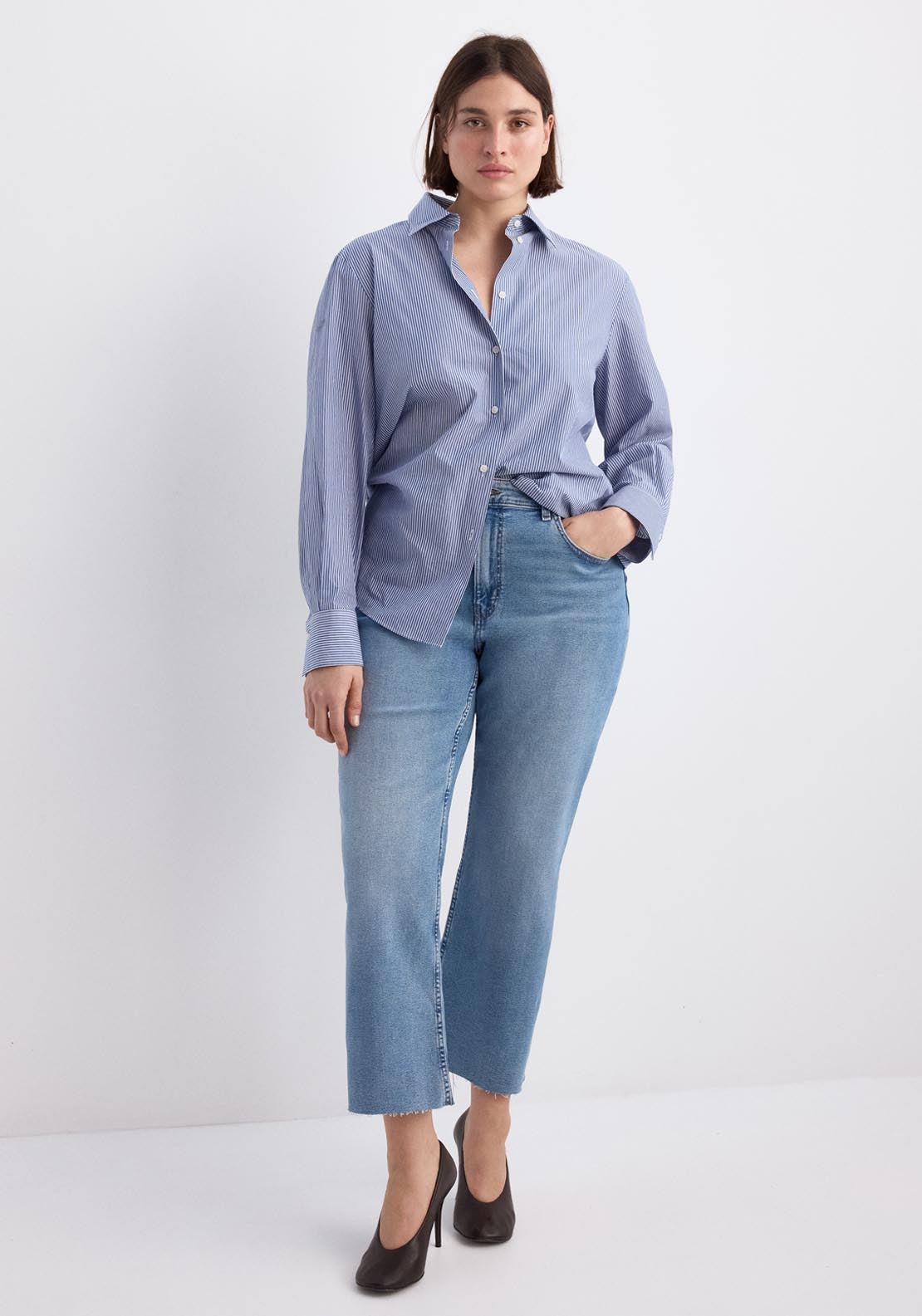 Mango Sienna Cropped Flared Jeans - Blue 6 Shaws Department Stores