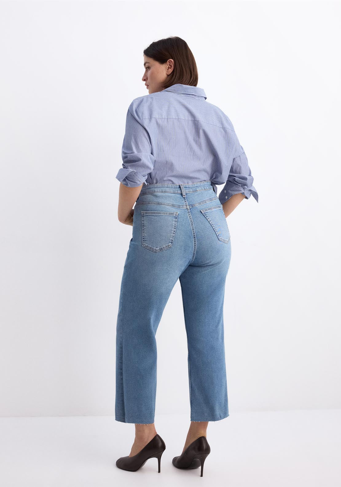Mango Sienna Cropped Flared Jeans - Blue 7 Shaws Department Stores