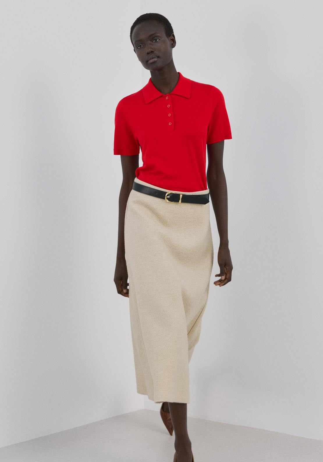 Mango Polo Neck Sweater - Bright Red 1 Shaws Department Stores