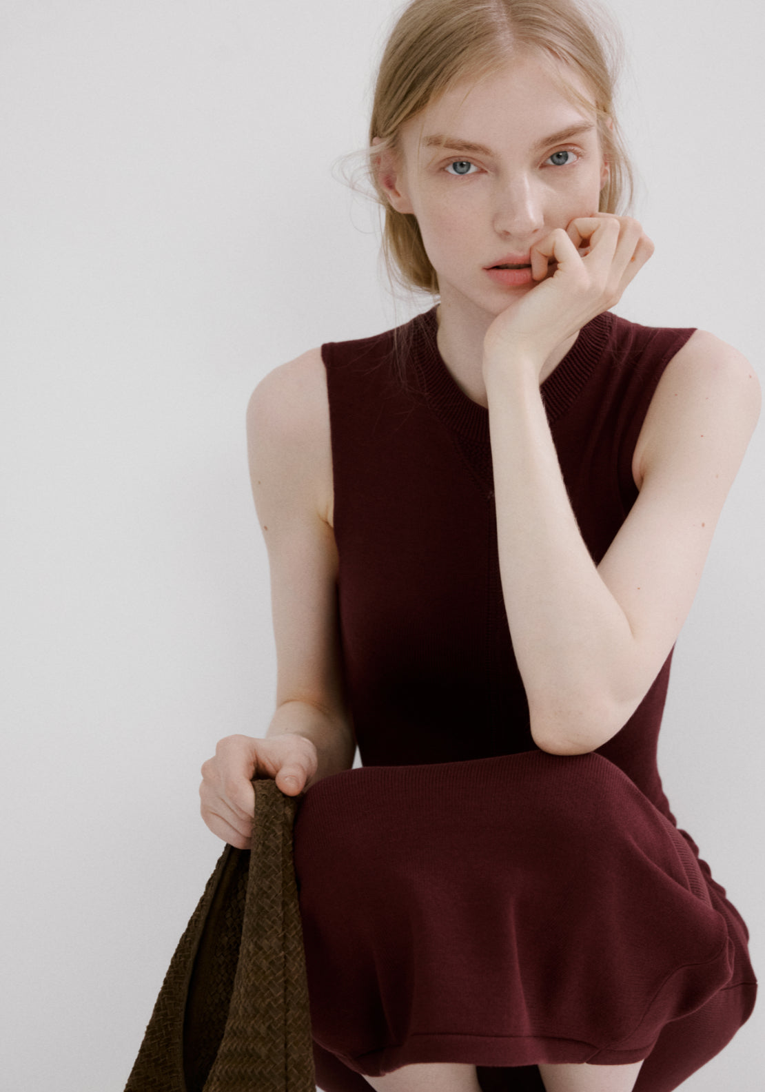 Knit Midi Dress - Burgundy
