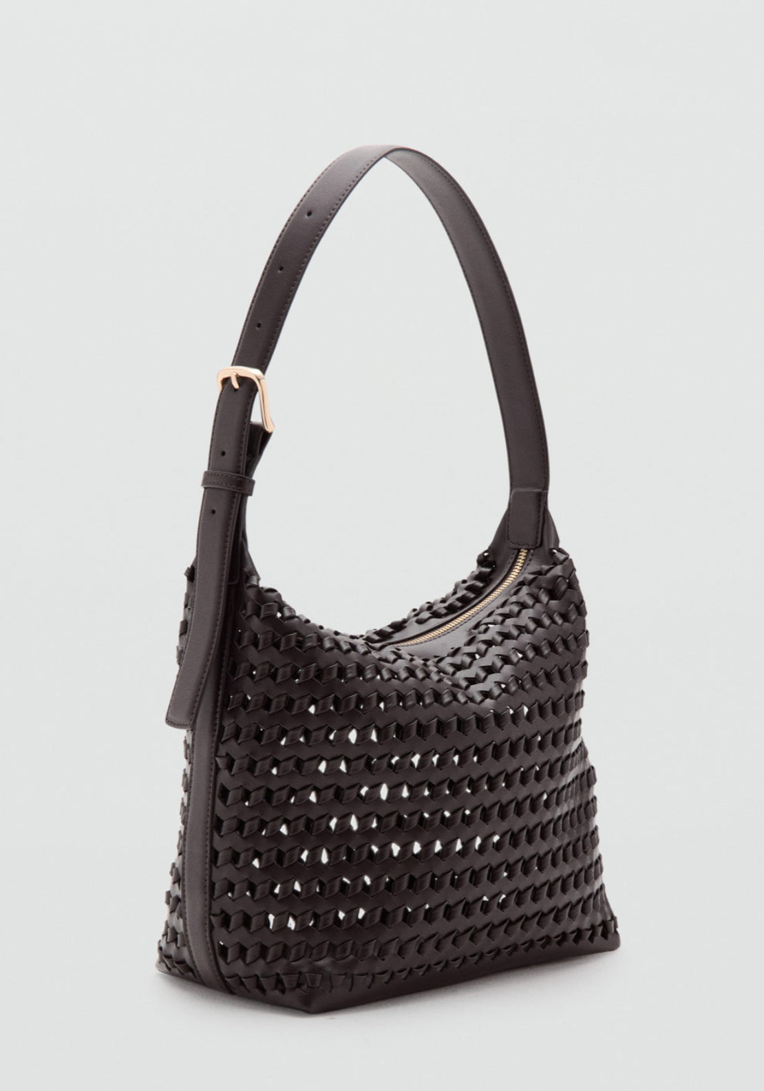 Braided Shoulder Bag - Brown