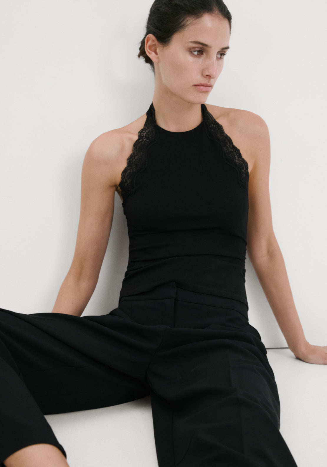 Lace Trim Top - Black