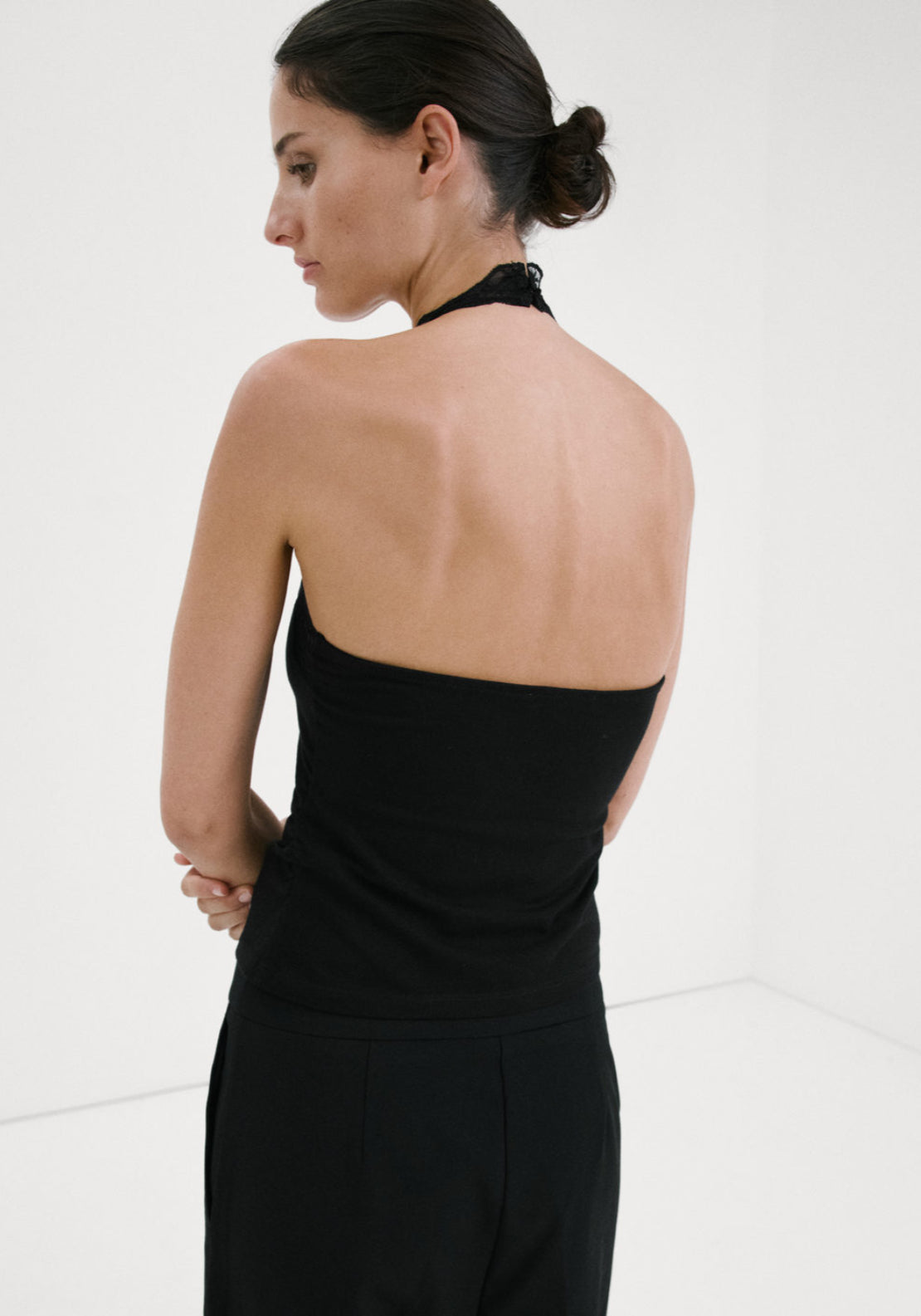 Lace Trim Top - Black