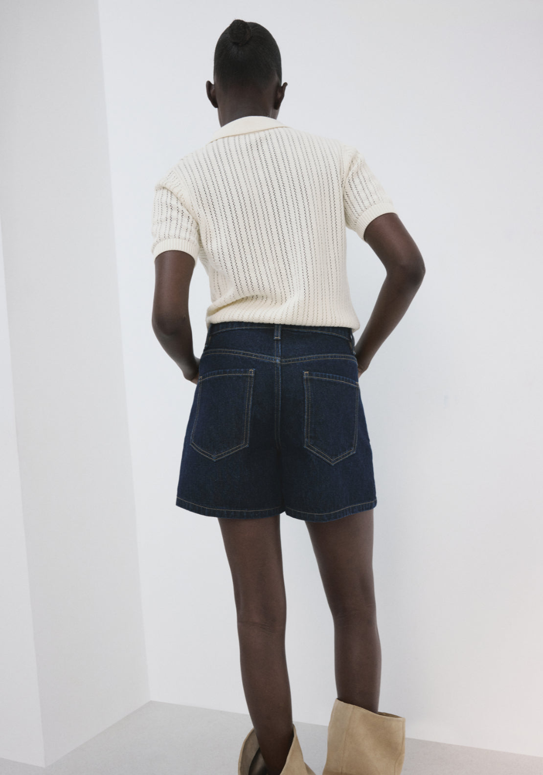 Mango Straight Mid Rise Denim Shorts - Denim Blue 2 Shaws Department Stores