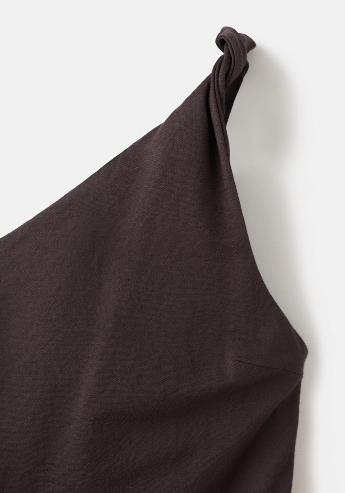 Asymmetrical Dress With Gathered Strap - Brown