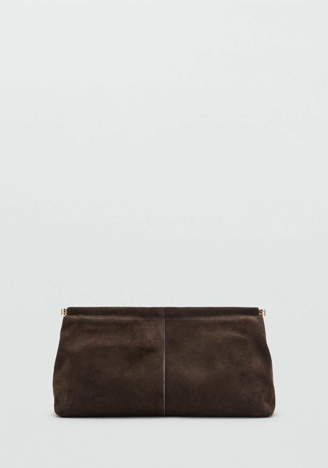 Suede Handbag - Brown