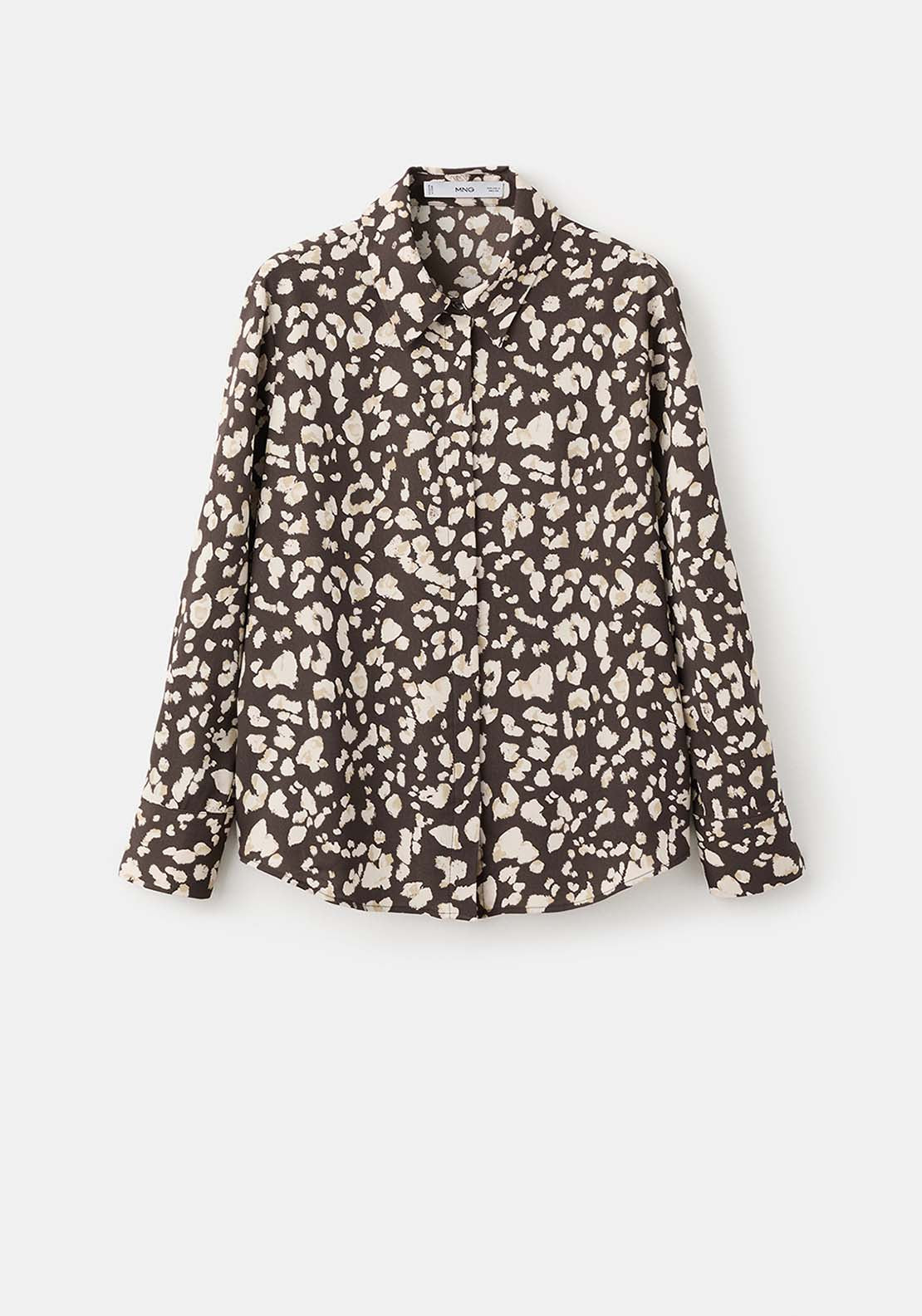 Straight Cut Animal Print Blouse - Brown