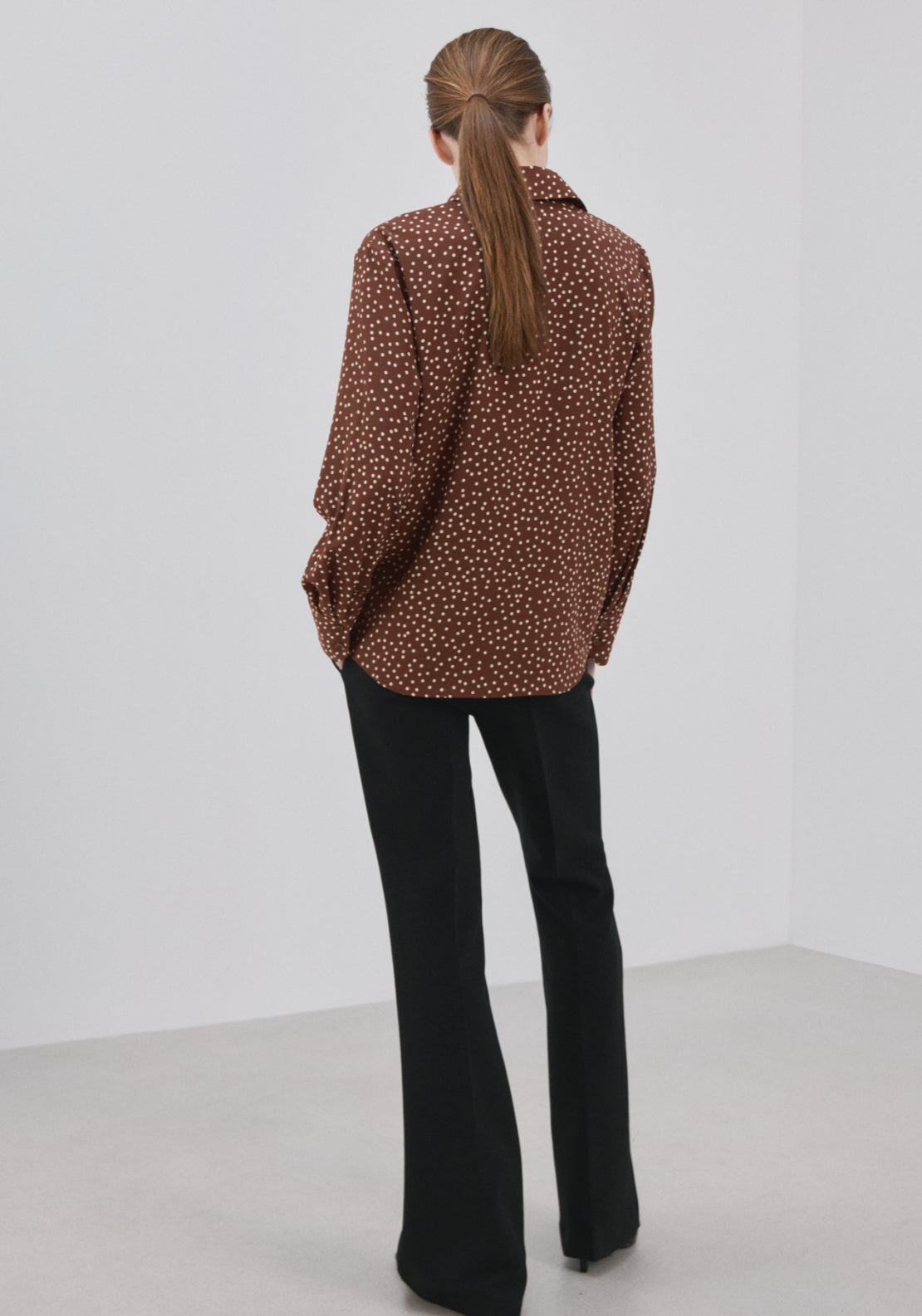 Printed Straight Shirt - Brown