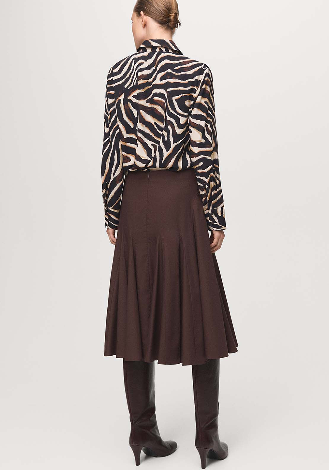 Straight Cut Animal Print Blouse - Black