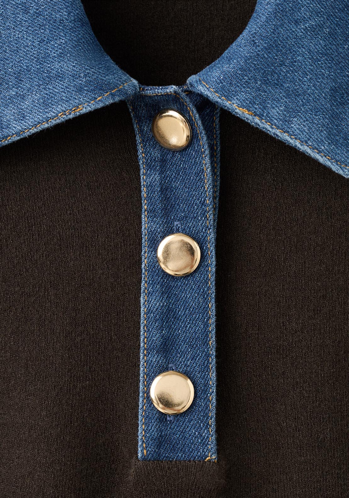 Combined Shirt Collar Sweater - Brown