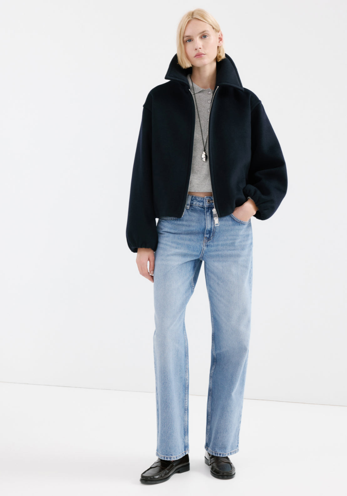 Straight Low Waist Jeans - Blue