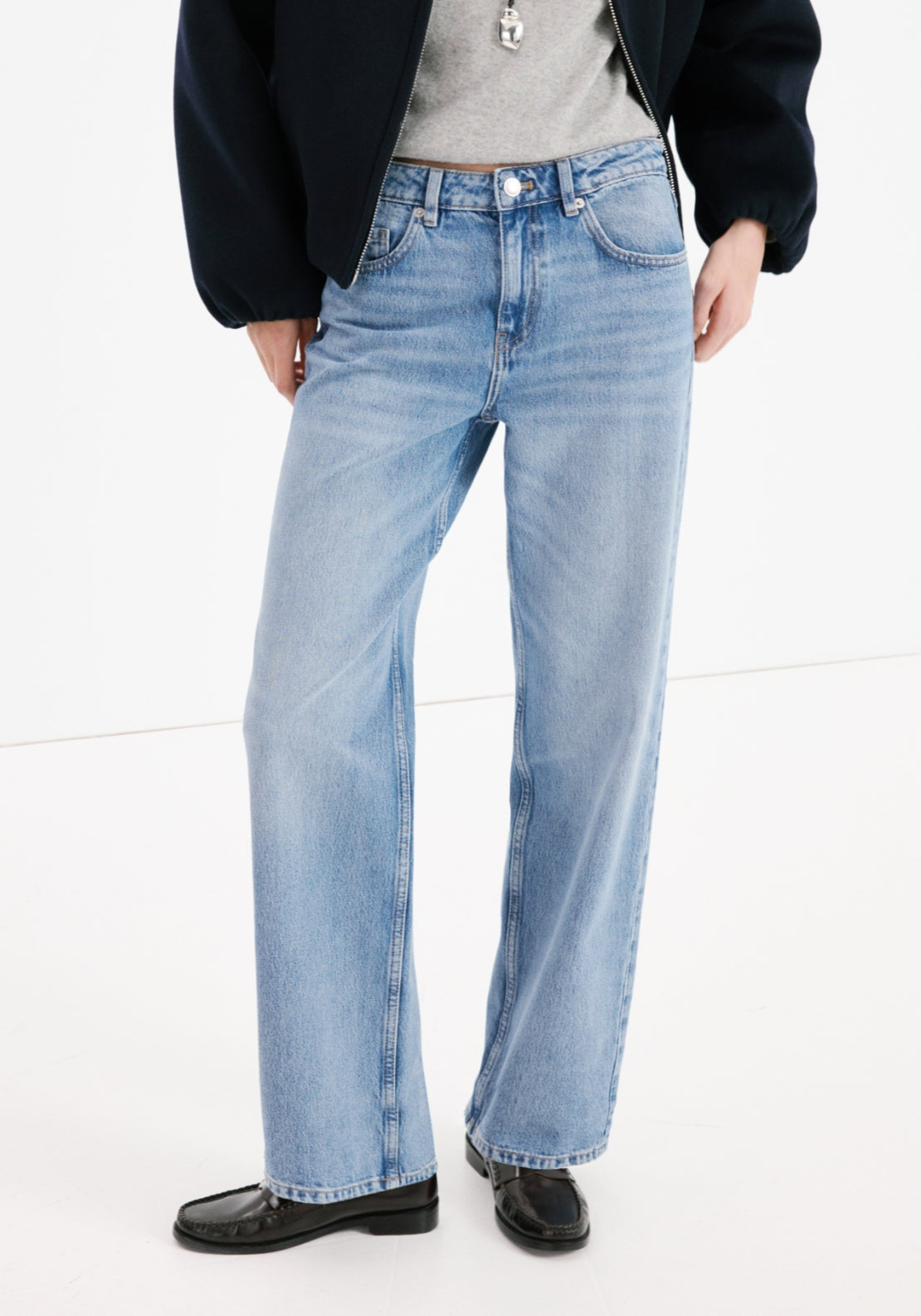 Straight Low Waist Jeans - Blue