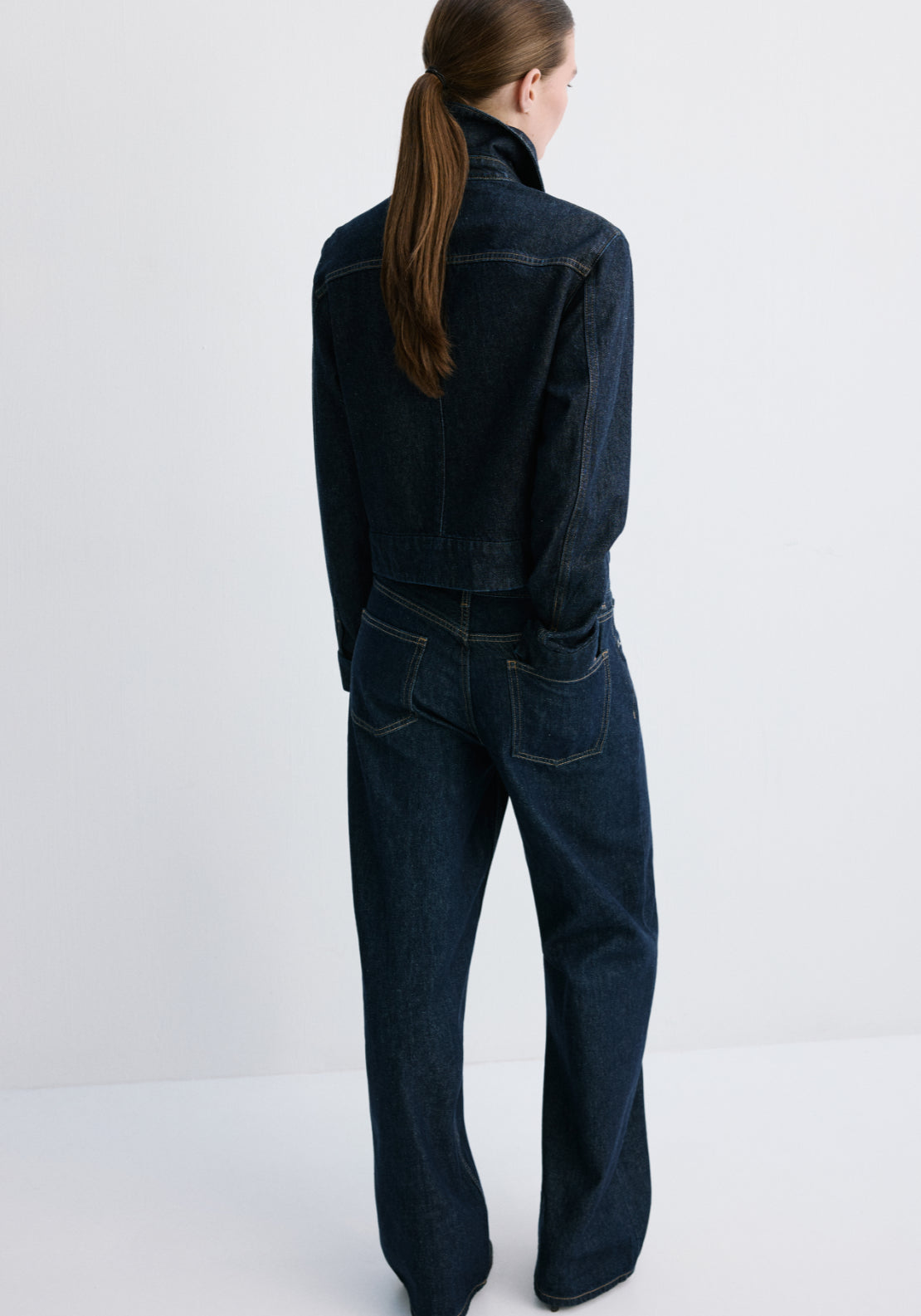 Fitted Denim Jacket With Pockets - Blue