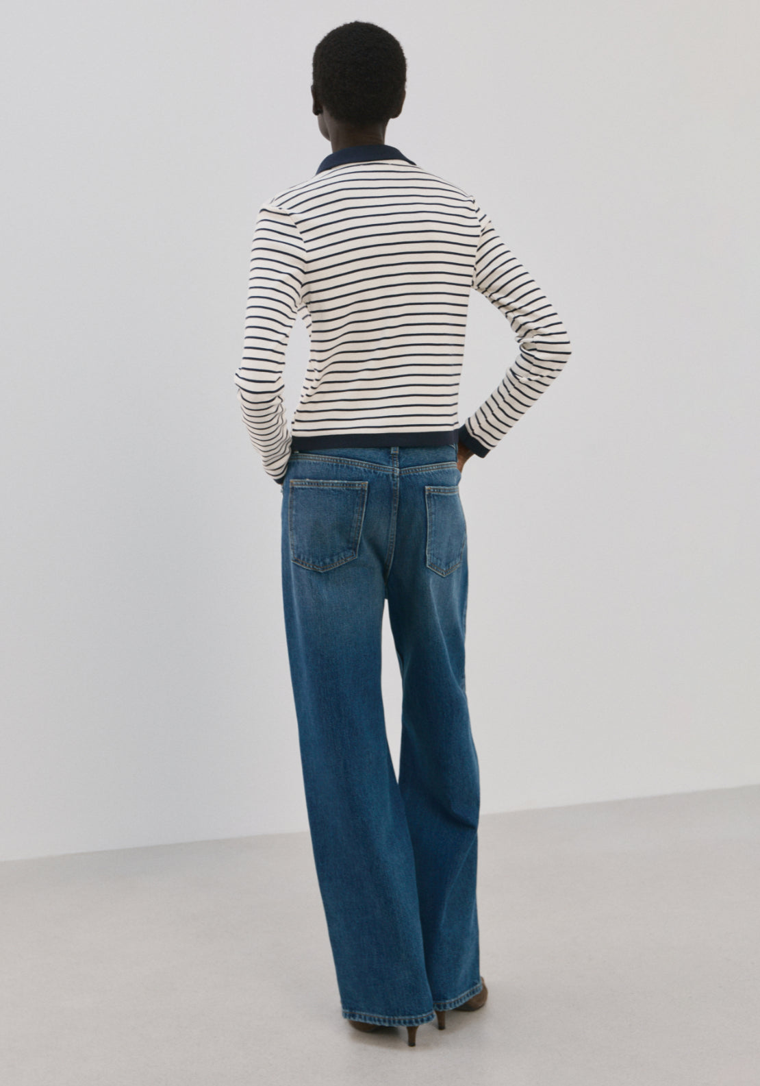 Striped Cardigan With Jewel Buttons - Blue