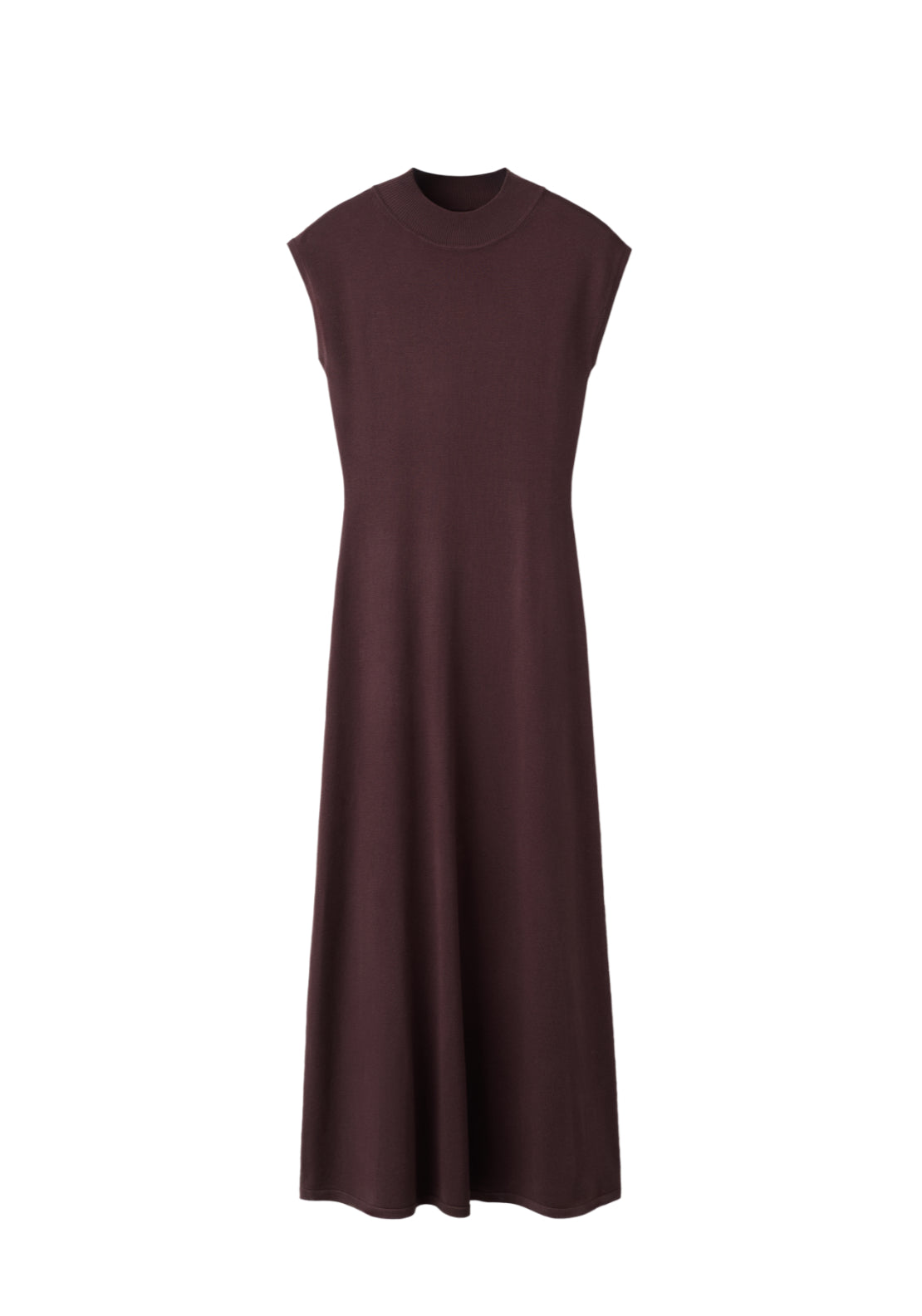 Perkins Neck Knitted Dress - Chocolate Brown
