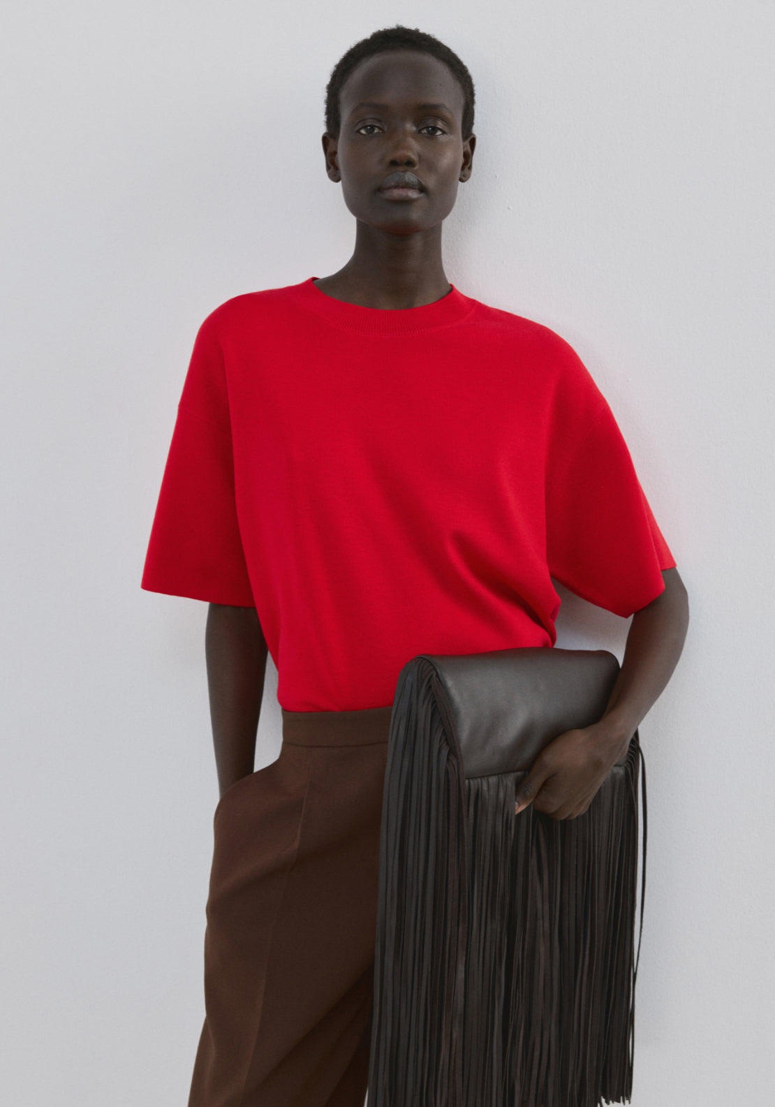 Oversize Short Sleeve Sweater - Red