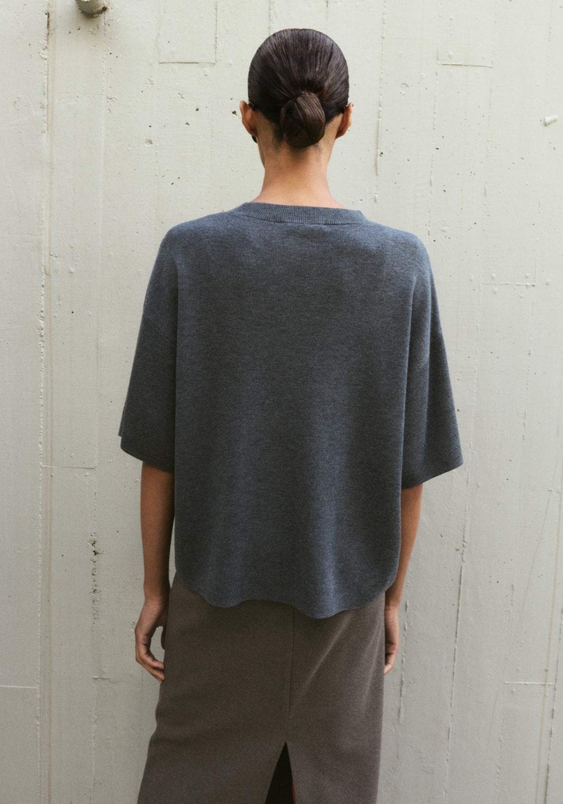 Oversize Short Sleeve Sweater - Grey