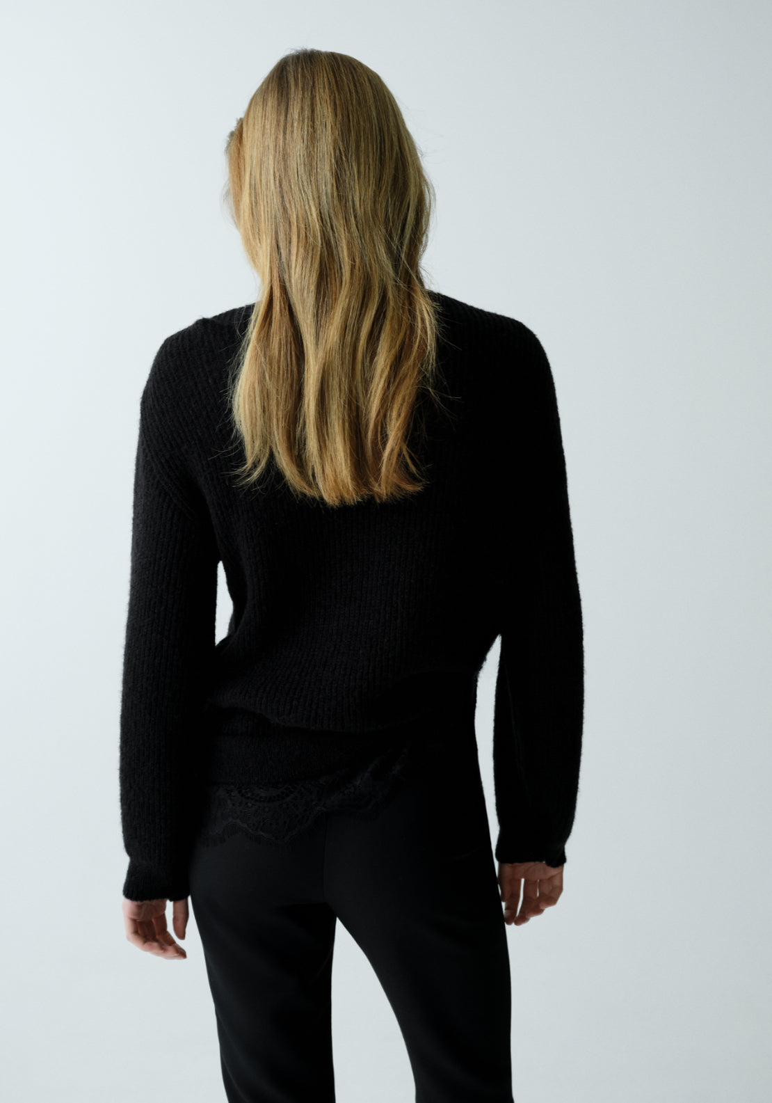 Lace Knit Sweater - Black