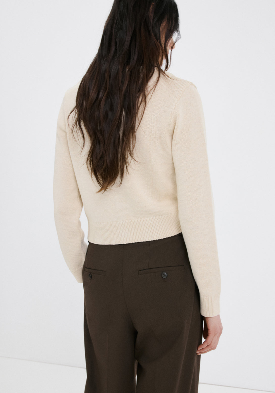 Knitted Cardigan With Ties - Cream