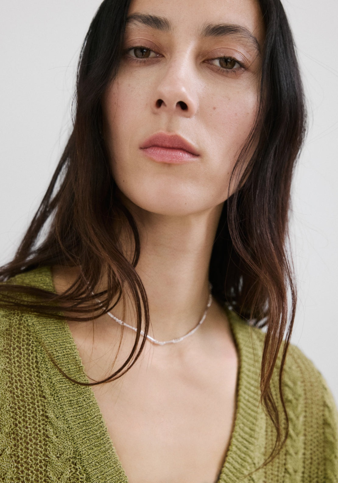 Knitted Braided Cardigan - Green