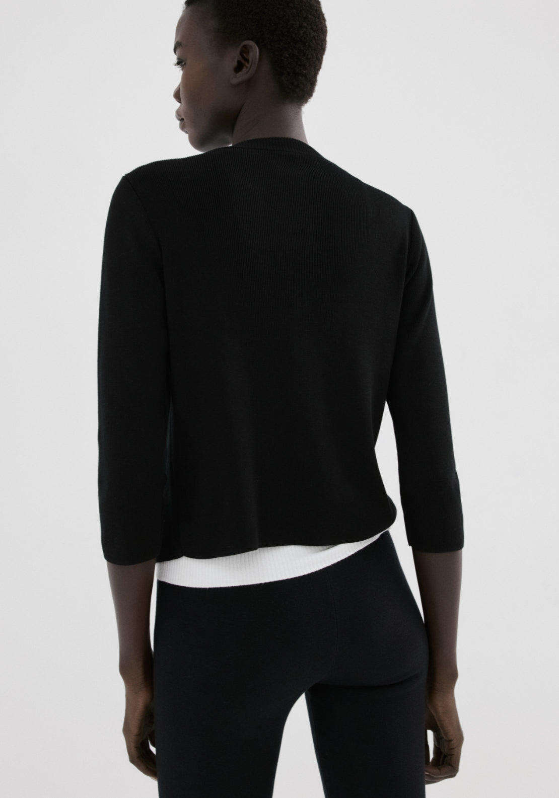 Knitted Cardigan Jewelelled Button - Black