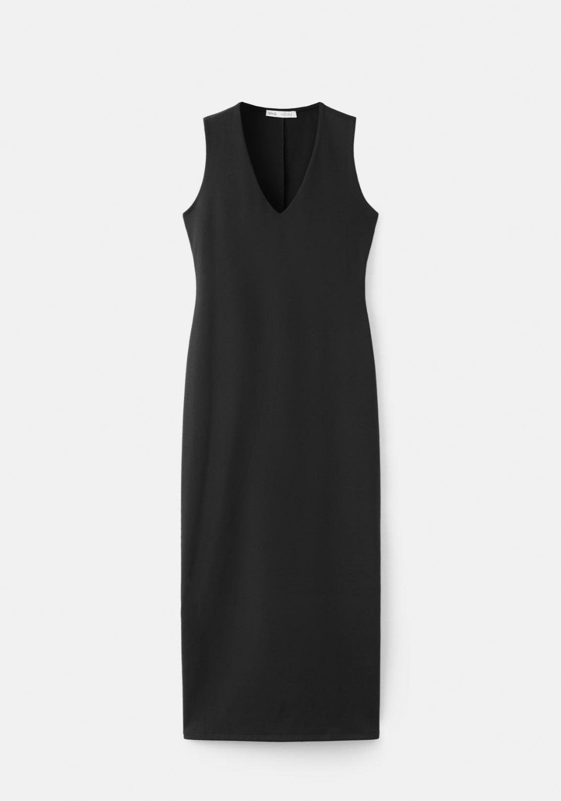 Fitted V-Neck Dress - Black