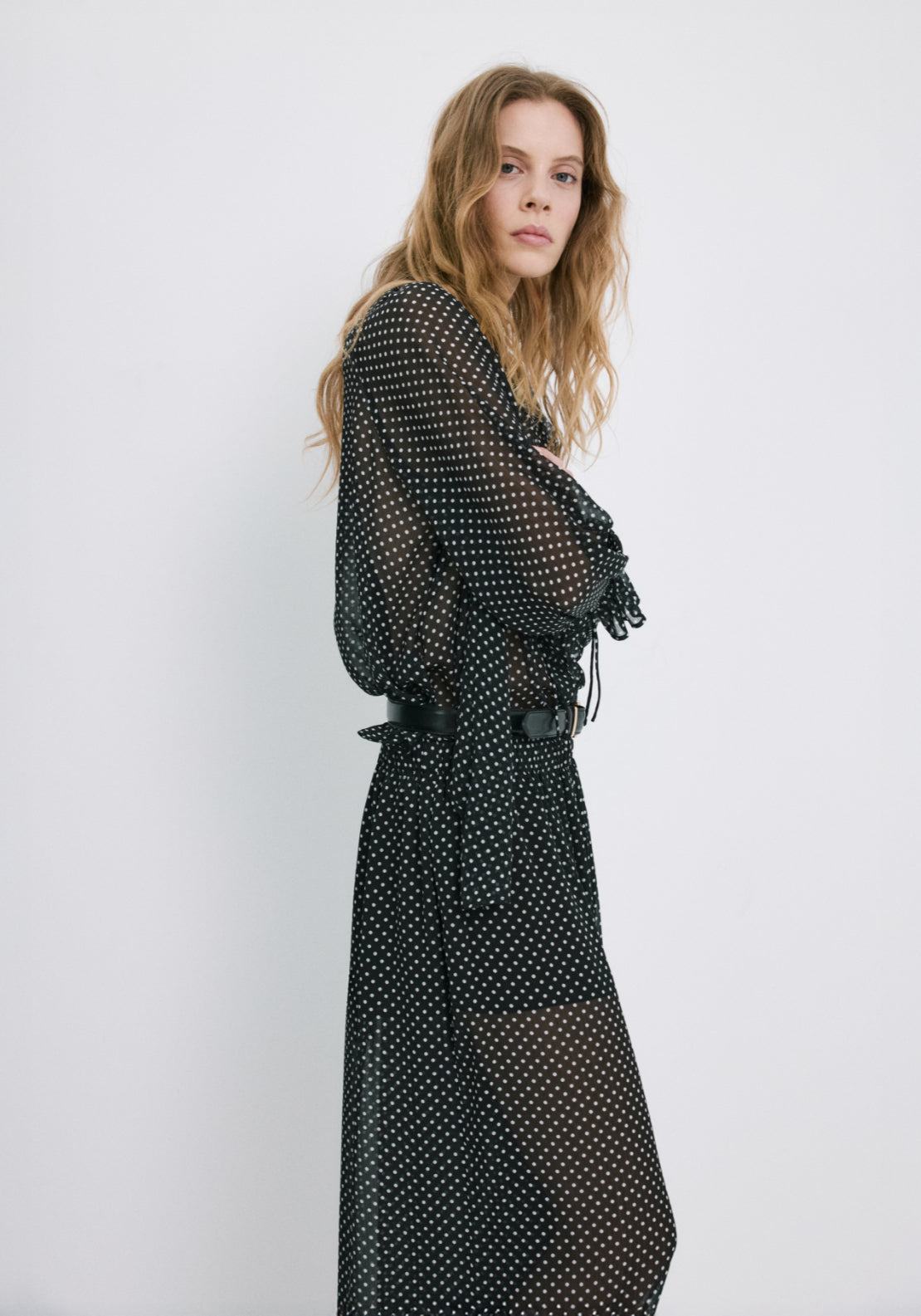 Polka Dot Baggy Trousers - Black