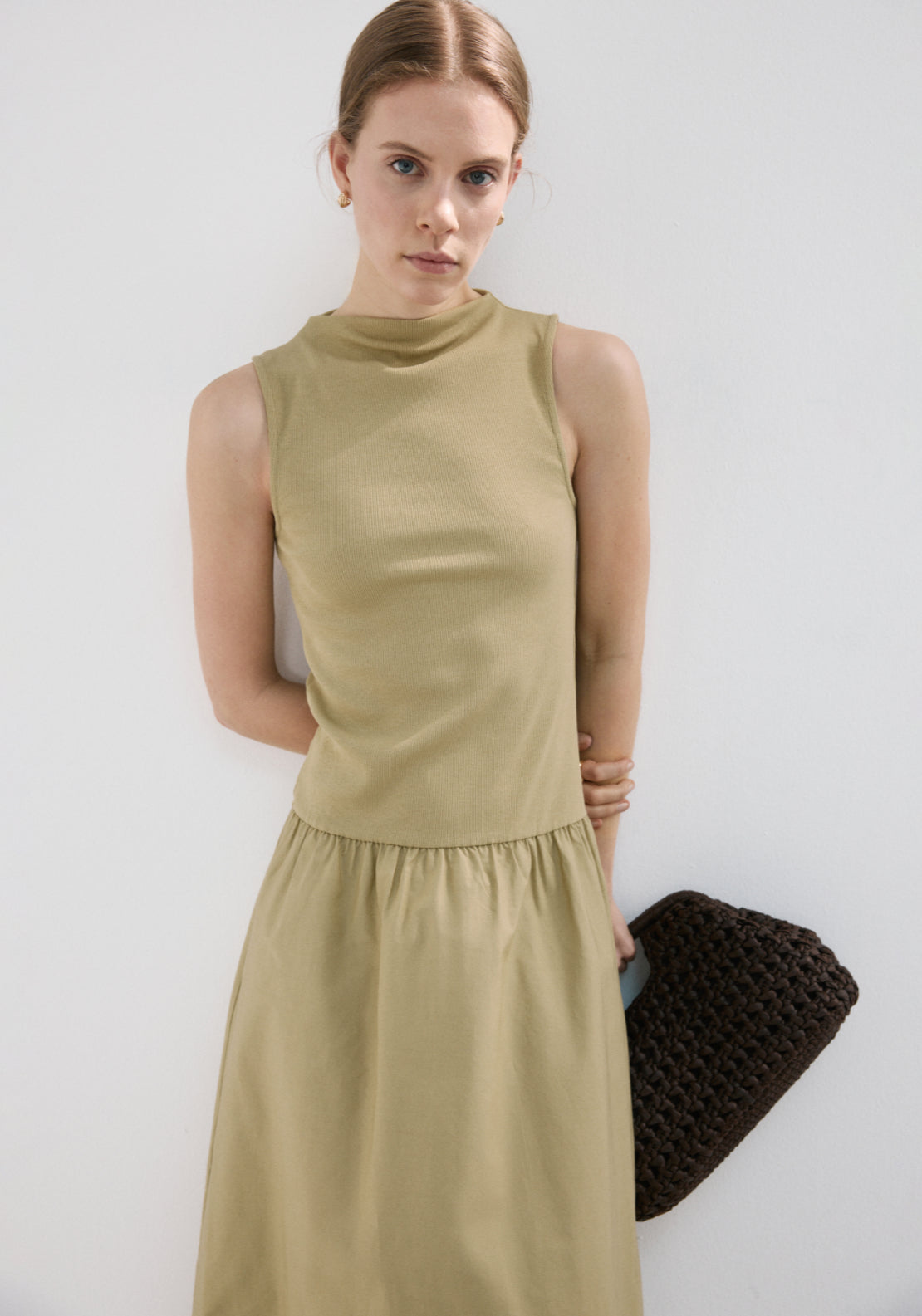 Contrast Bodice Dress - Green