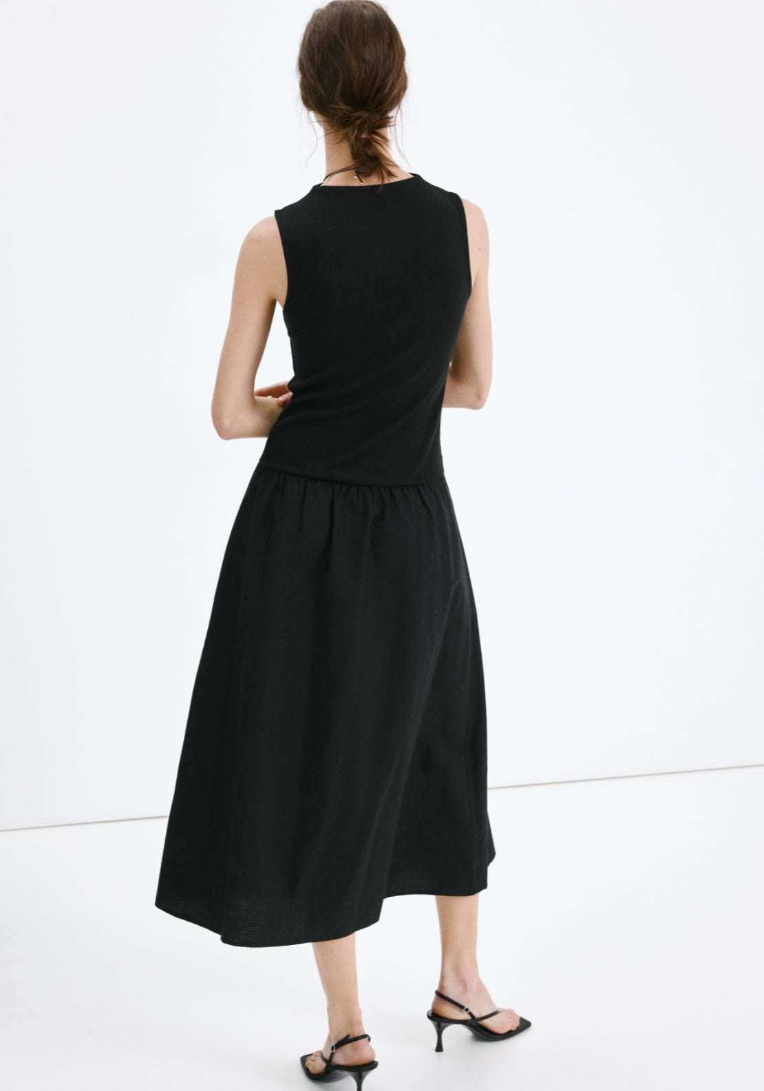 Contrast Bodice Dress - Black