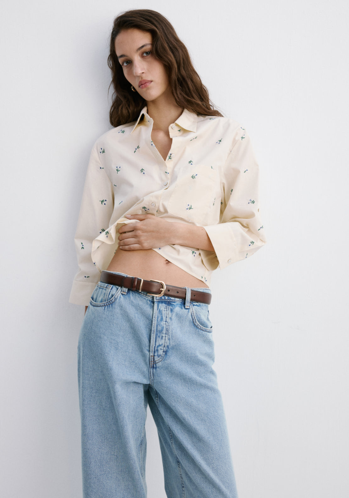 Embroidered Cotton Shirt - Yellow