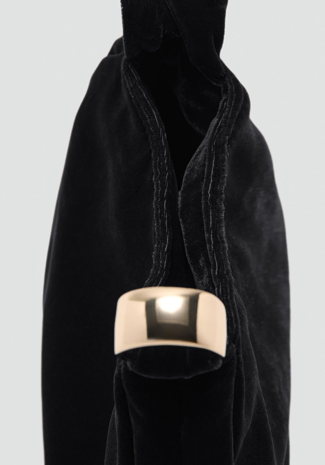 Mango Velvet Handbag With Metallic Detail - Black 2 Shaws Department Stores