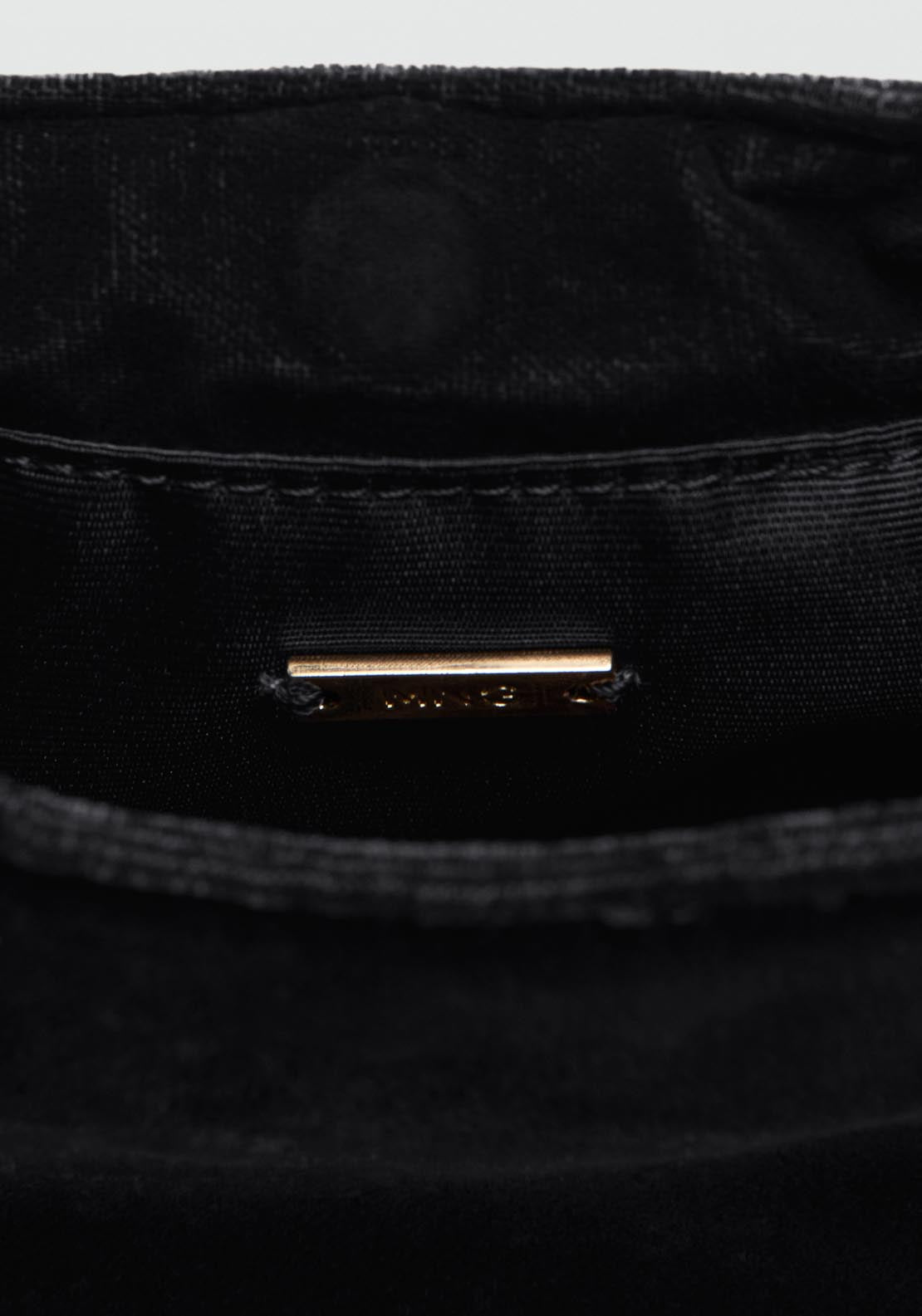 Mango Velvet Handbag With Metallic Detail - Black 3 Shaws Department Stores