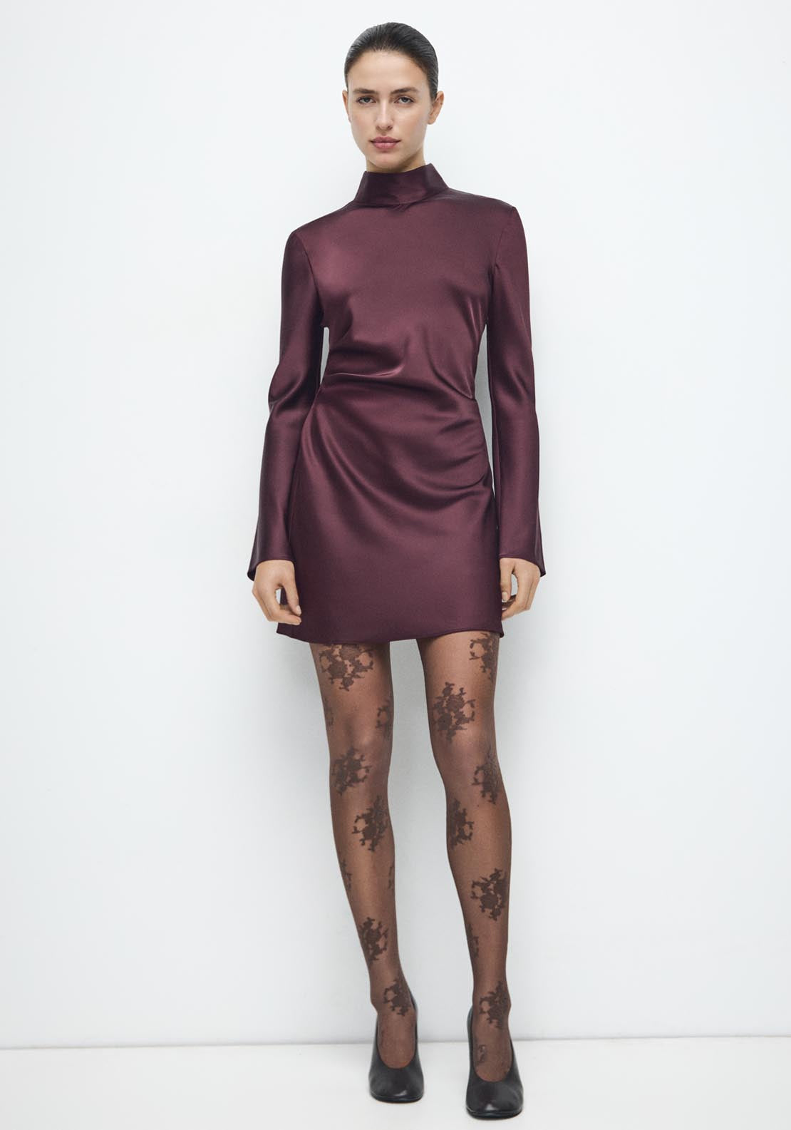 Satin Dress With Pleat Detail - (unknown)