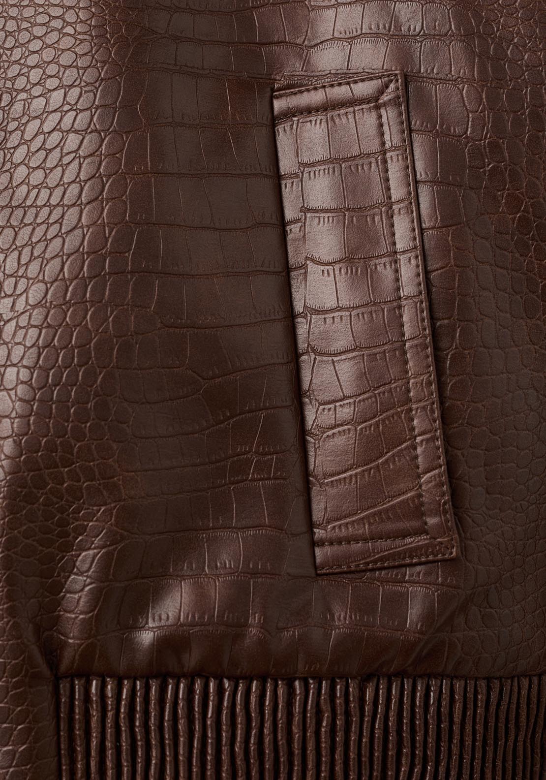 Croc Effect Bomber Jacket - Brown