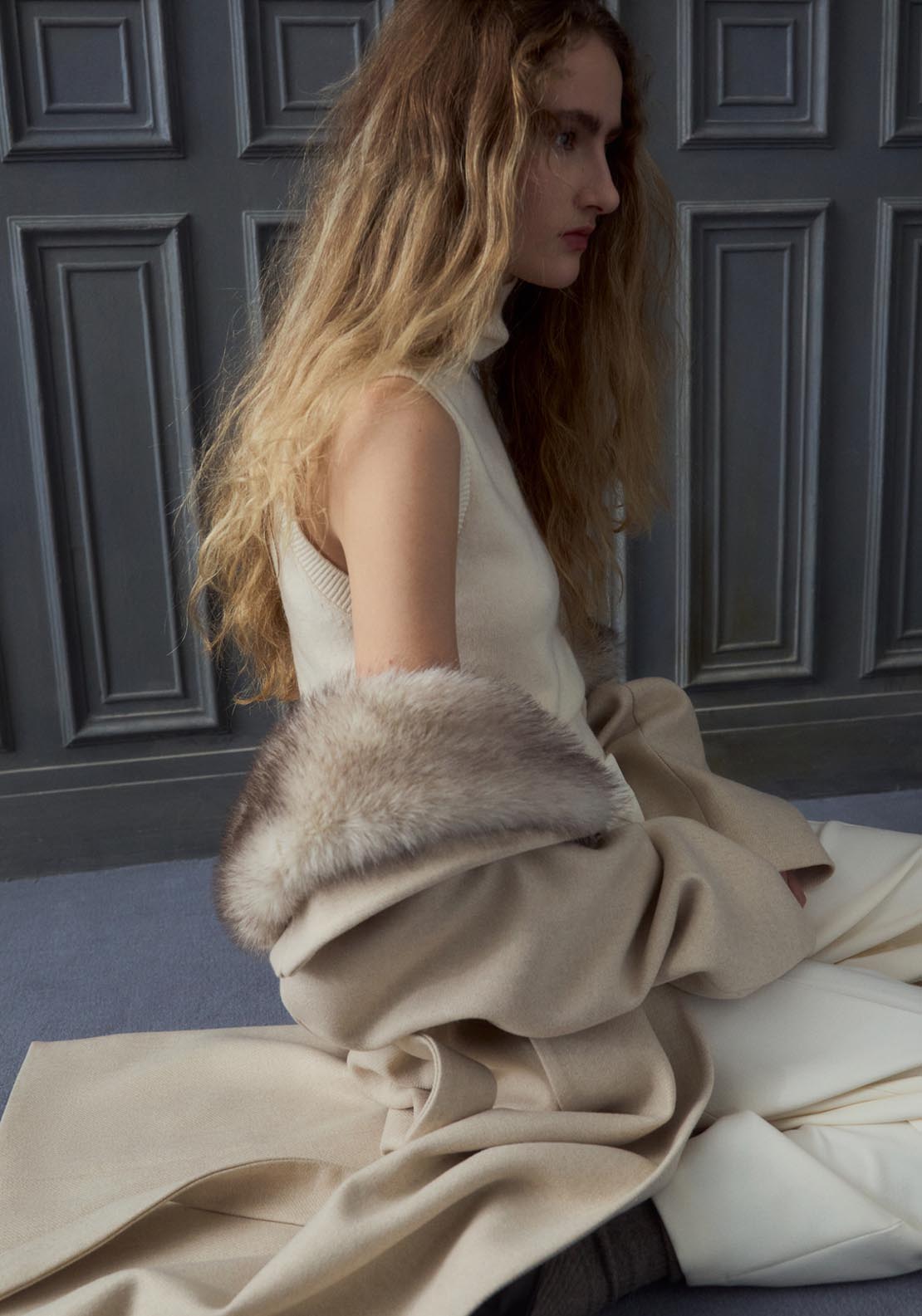 Turtleneck Knit Top - Beige
