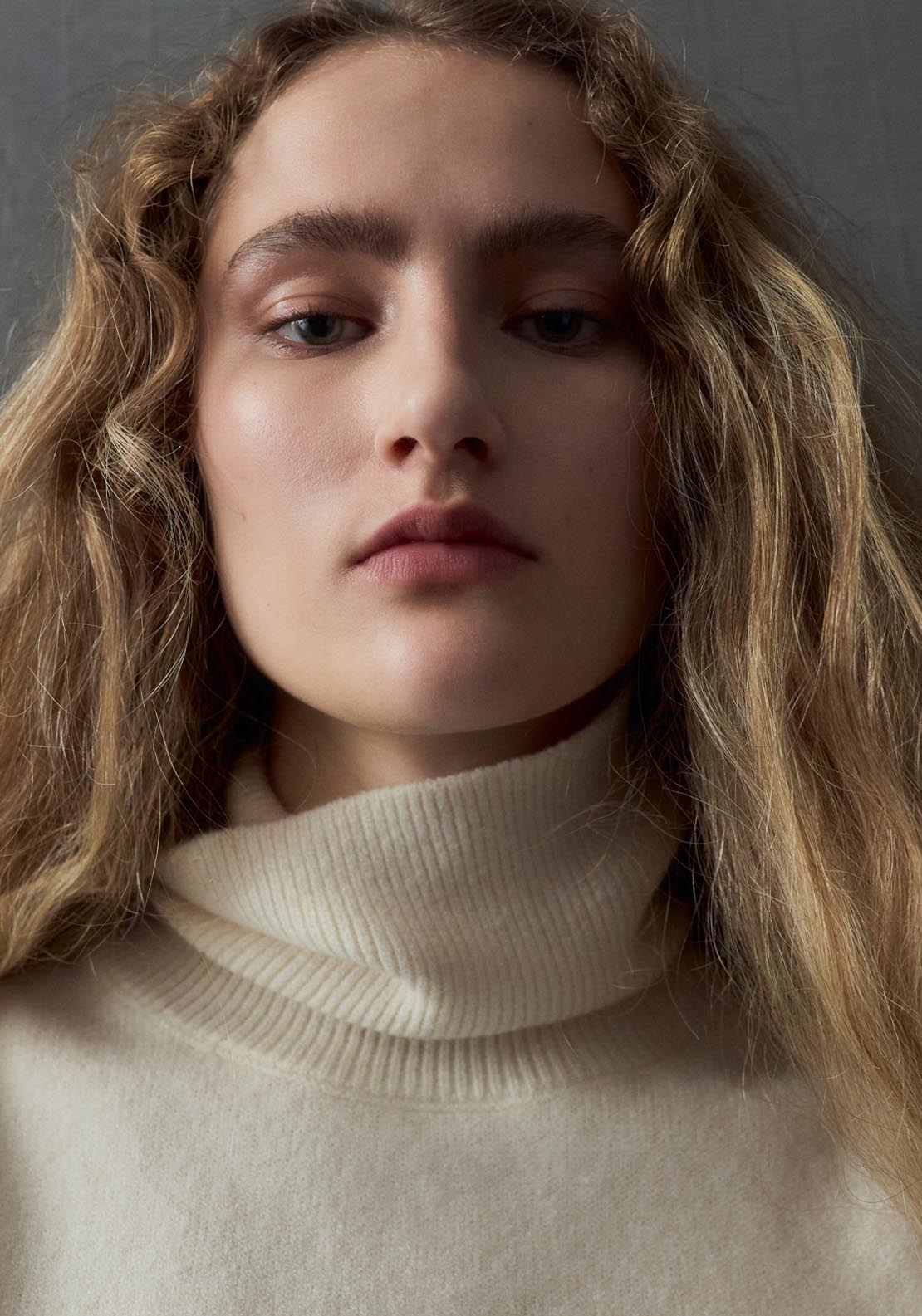 Turtleneck Knit Top - Beige
