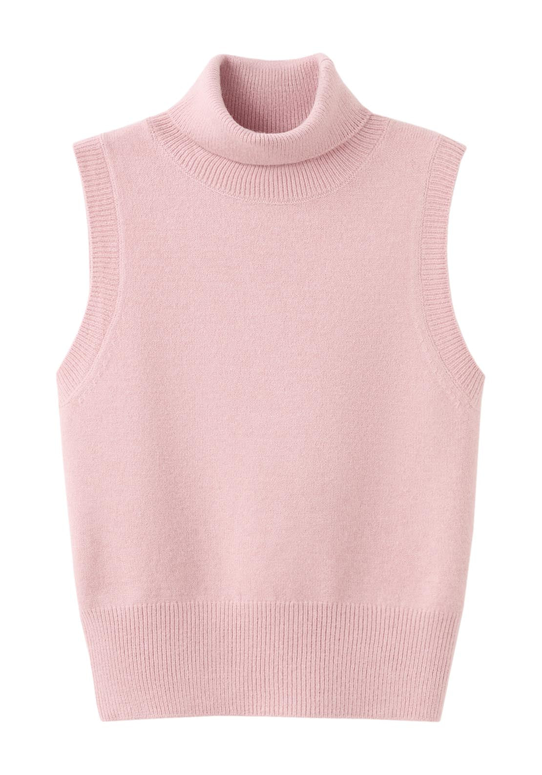 Turtleneck Knit Top - Pink