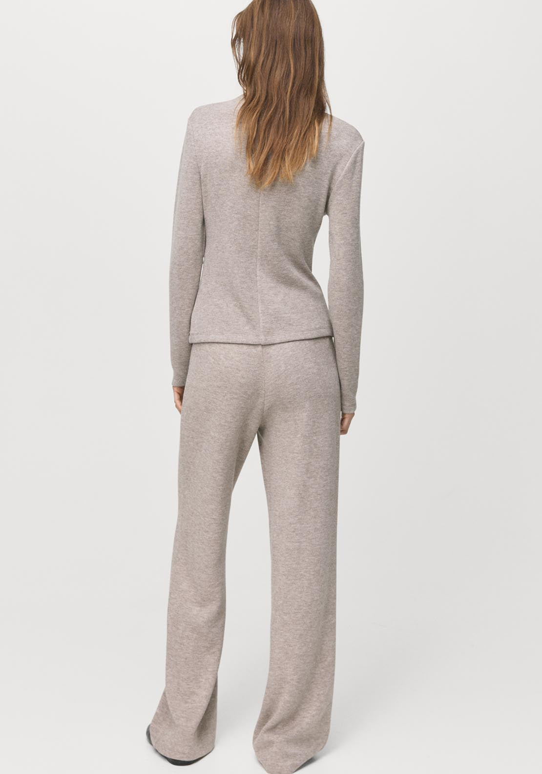 Straight Fit Trousers With Elastic Waist - Brown
