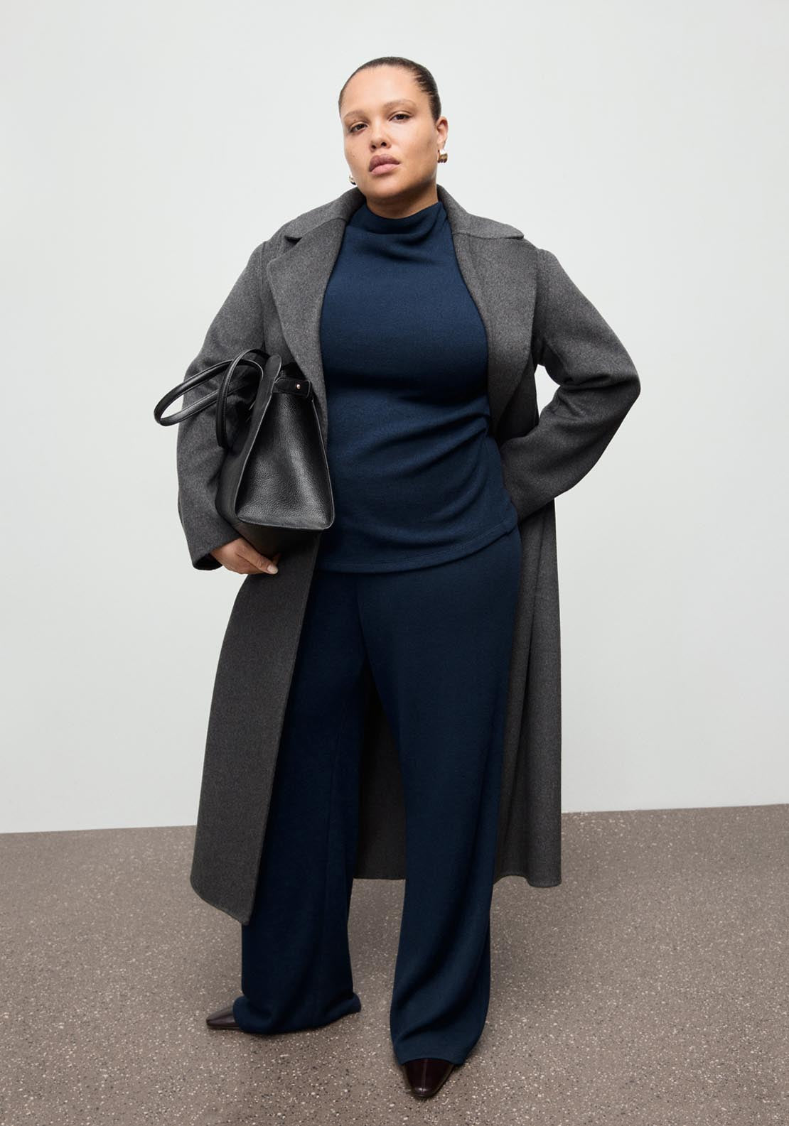 Straight Fit Trousers With Elastic Waist - Blue