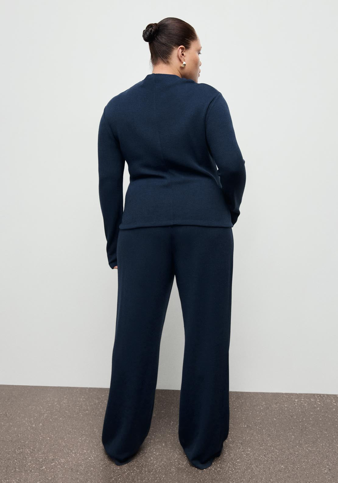 Straight Fit Trousers With Elastic Waist - Blue