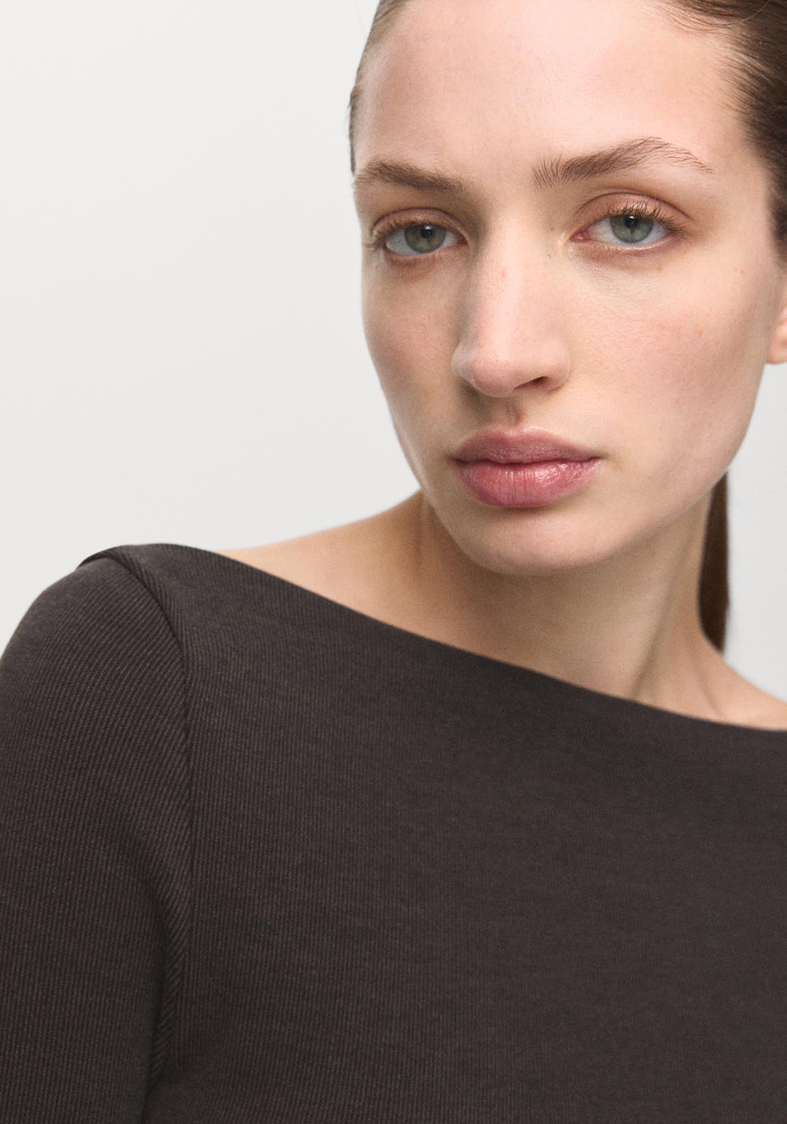 Fitted Sweater Dress - Brown