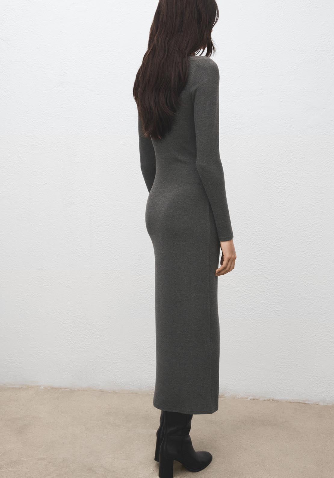 Fitted Sweater Dress - Grey