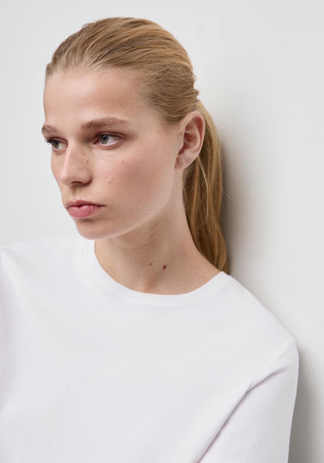 Mango Short Sleeved Cotton T Shirt - White 3 Shaws Department Stores