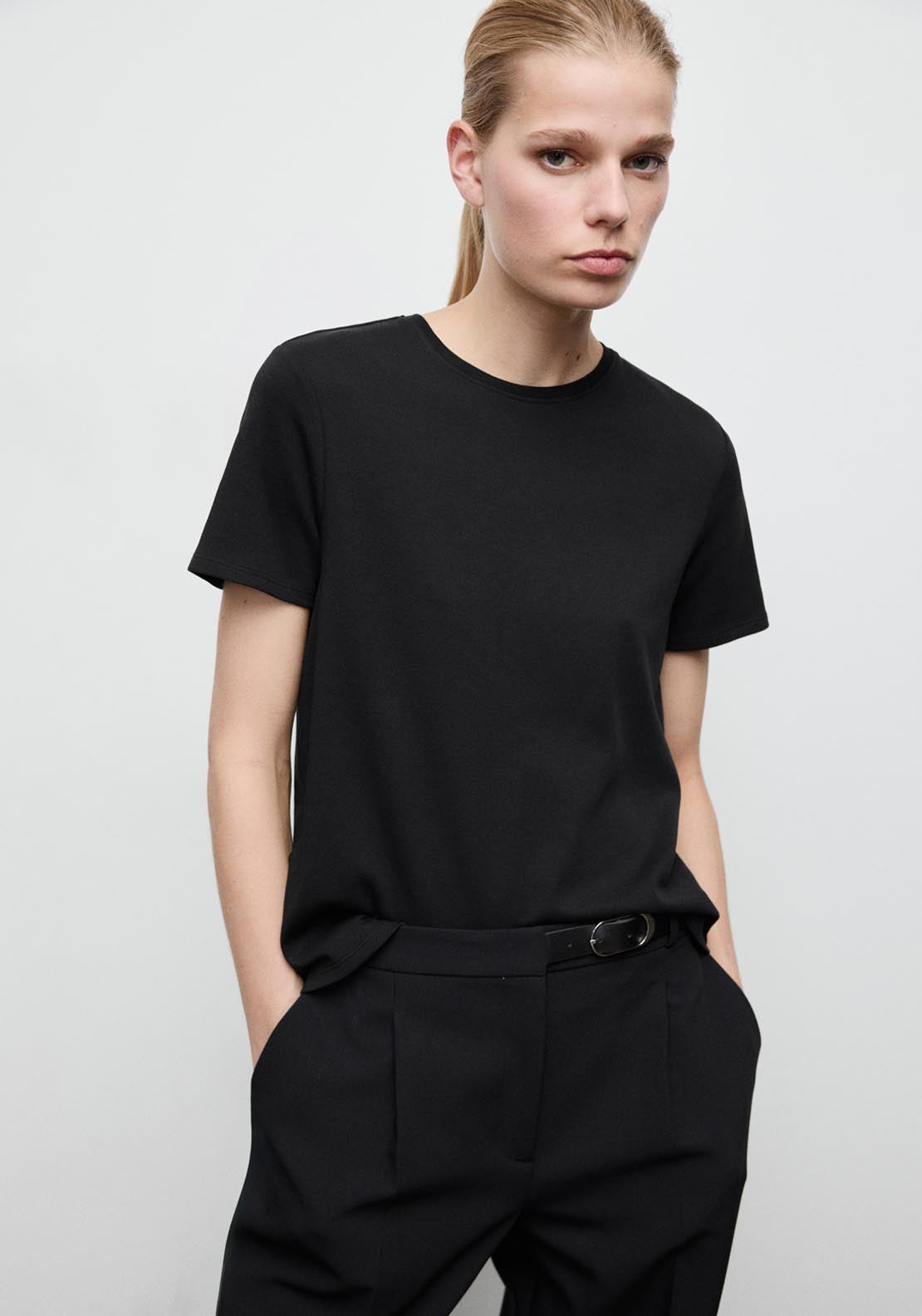 Short Sleeved Cotton T Shirt - Black
