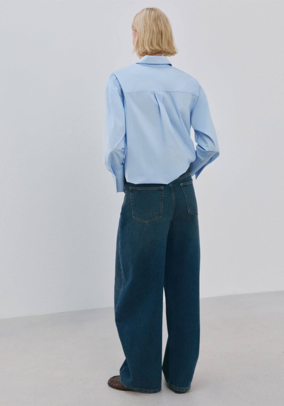 Floral Embroidered Shirt - Light Blue